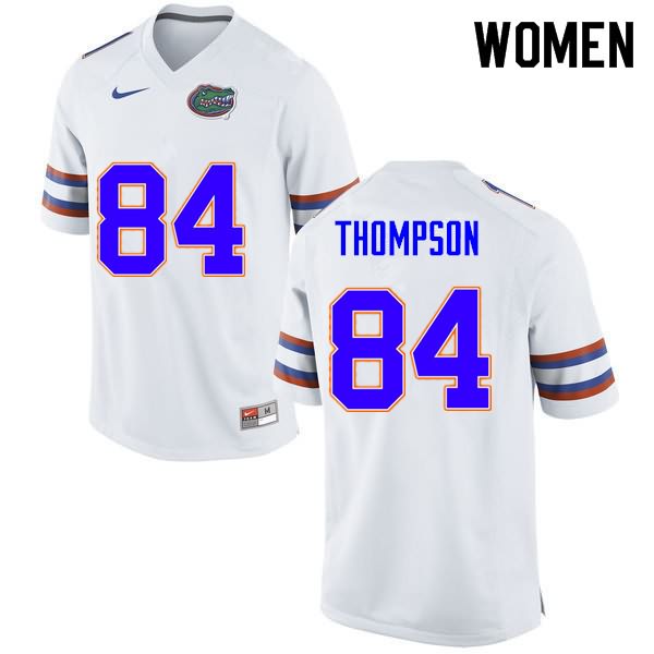 Women's NCAA Florida Gators Trey Thompson #84 Stitched Authentic Nike White College Football Jersey CUV1365RI